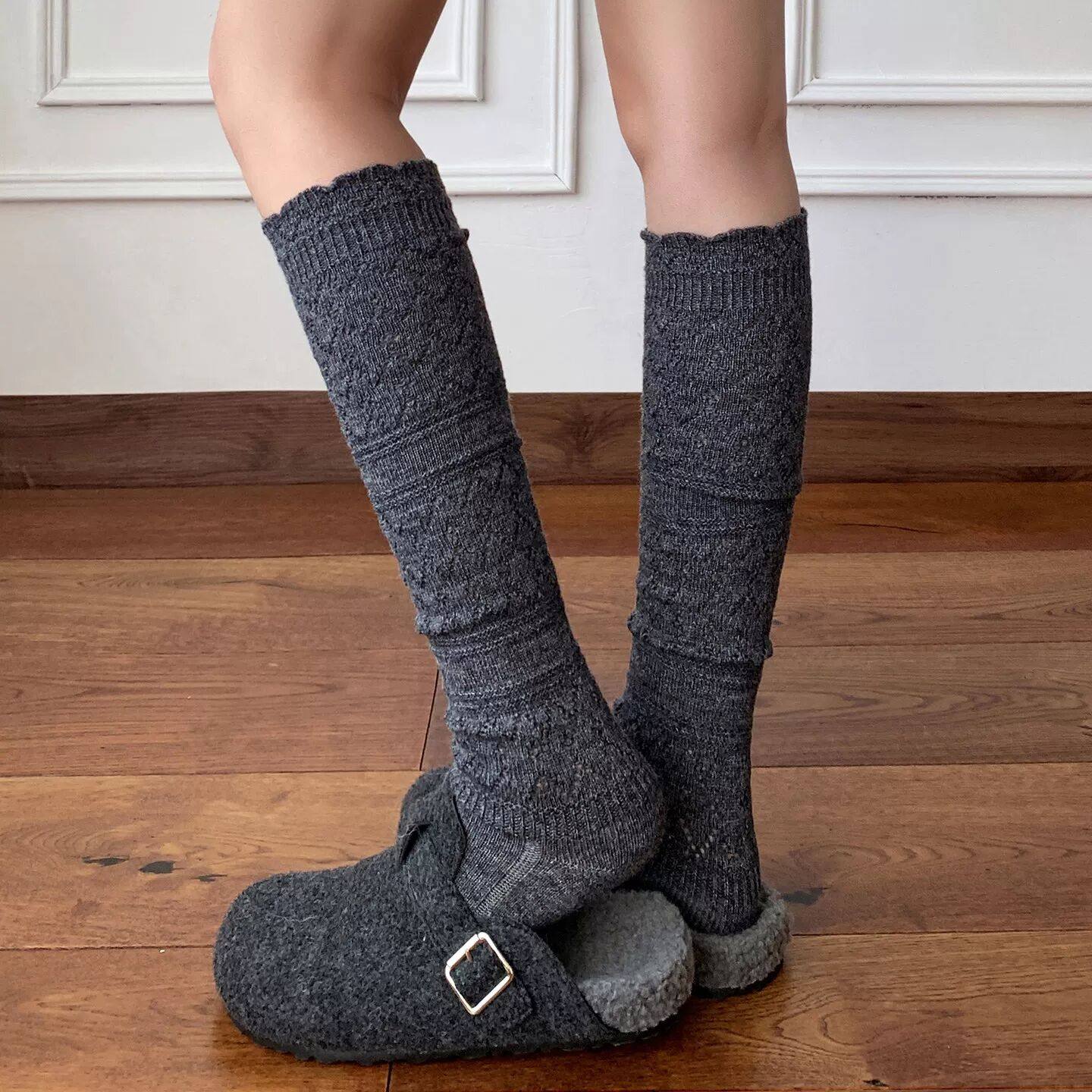 羊毛小腿袜女配靴子灰色复古镂空针织长筒袜配靴子日系保暖泡泡袜,女士内衣/男士内衣/家居服,长筒袜,淘宝优惠券,粉丝福利购,淘宝优惠卷