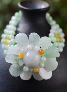 天然翡翠编织太阳花手排手链 翡翠A货时尚闺蜜女友礼物 支持鉴定