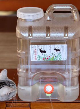 15升白色透明纯净水桶方桶PC户外车载自驾游带龙头储蓄水桶饮水桶