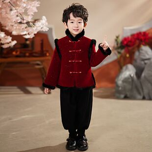 清仓唐装男童拜年服冬季男孩汉服加厚2025宝宝新年套装儿童过年服