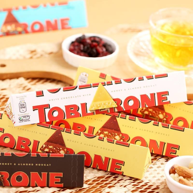 瑞士三角巧克力Toblerone牛奶100进口蜂蜜零食巴旦夹（代可可脂）