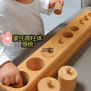 蒙特梭利高端早教益智插座圆柱体感官木制积木教具3-5岁幼儿宝宝