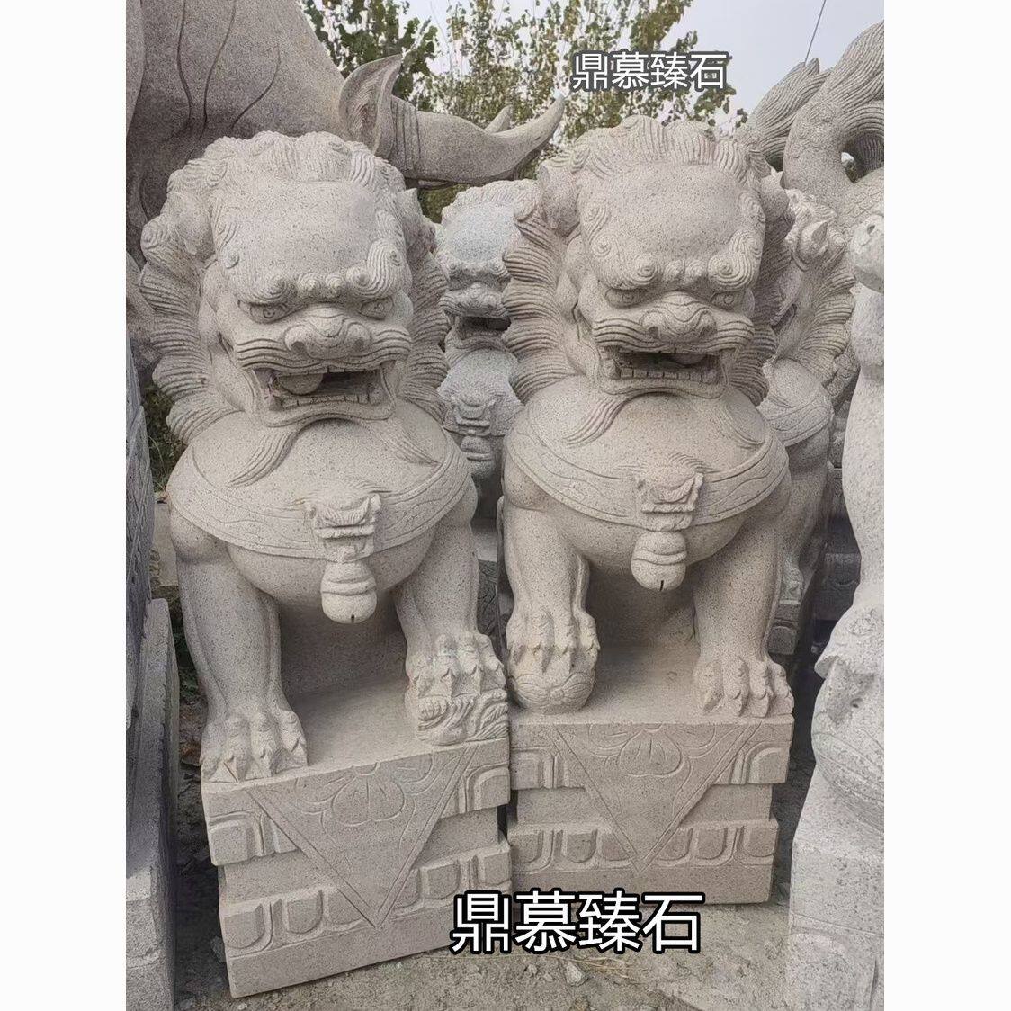 石雕花岗岩狮子石狮子一对看门庭院别墅石头镇宅门口家用青石摆件
