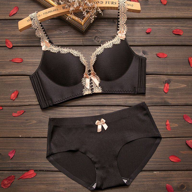 幸福狐狸无痕宫廷横拉丝女士文胸厚聚拢无钢圈收副乳内衣女套装薄