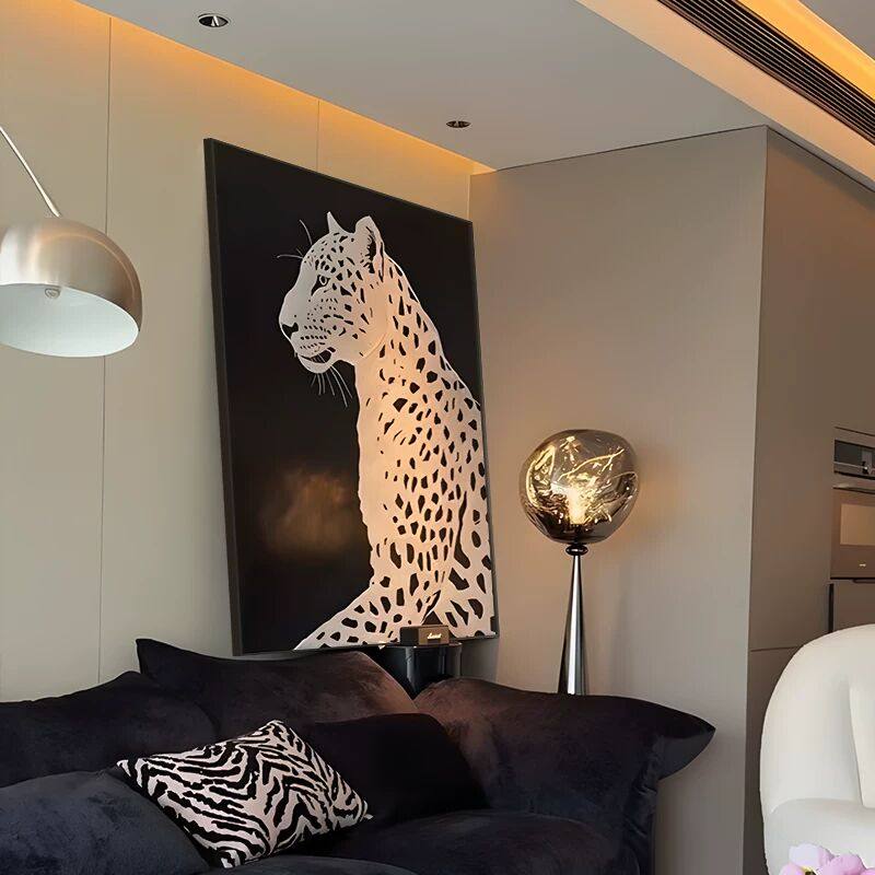 现代简约客厅装饰画时尚豹子黑白肌理挂画高档大气沙发背景墙壁画,家居饰品,现代装饰画,淘宝优惠券,粉丝福利购,淘宝优惠卷