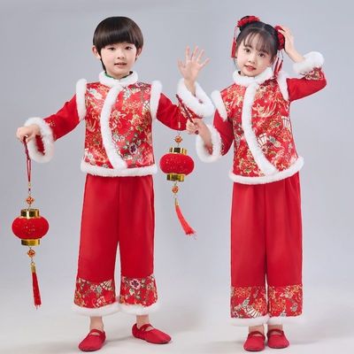 元旦儿童演出服喜庆秧歌开门红灯笼舞民族风喜庆春节样样红舞蹈服