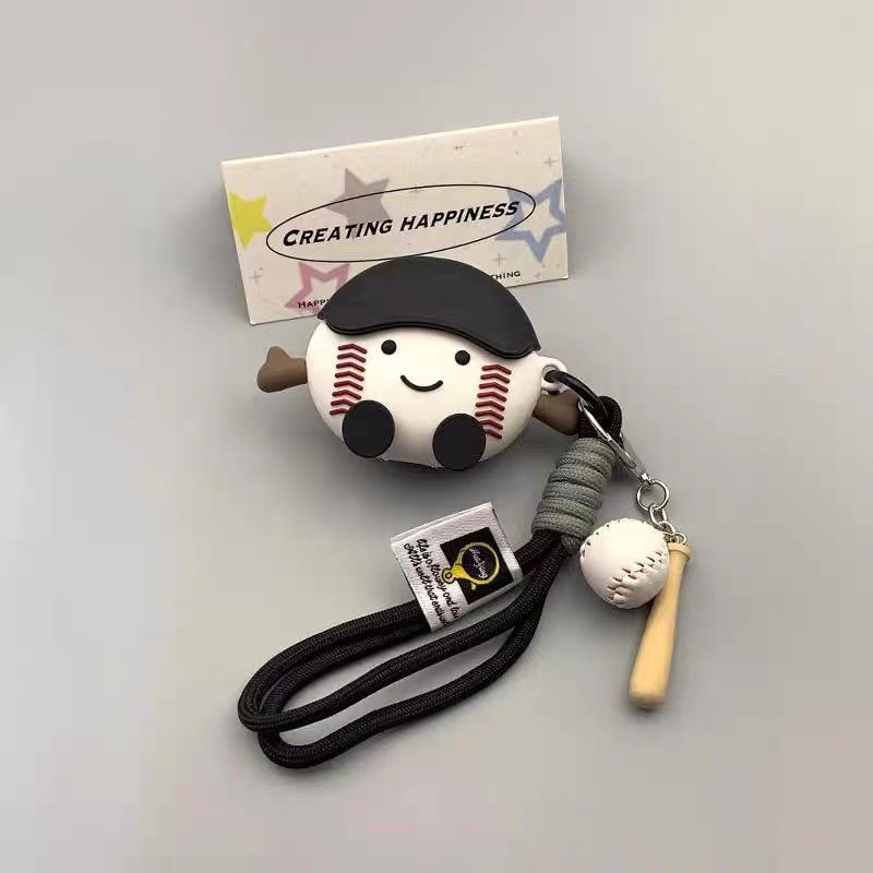 黑棒球帽挂件适用AirPodspro/Pro2耳机保护套AirPods新4代3耳机壳