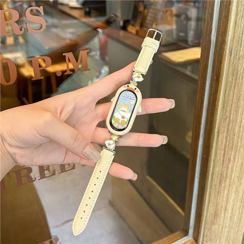 原创问号鸭适用於小米手环10表带9/8小黄鸭保护套荔枝纹皮质护腕,模玩/动漫/周边/娃圈三坑/桌游,动漫徽章/立牌,淘宝优惠券,粉丝福利购,淘宝优惠卷