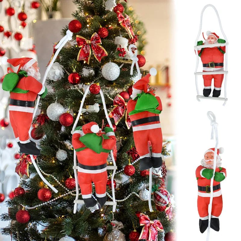 Christmas Santa Claus Climbing Ladder Doll Xmas e Hanging De
