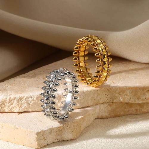 Stainless Steel Creative Geometry Rivet Rings For Women Men