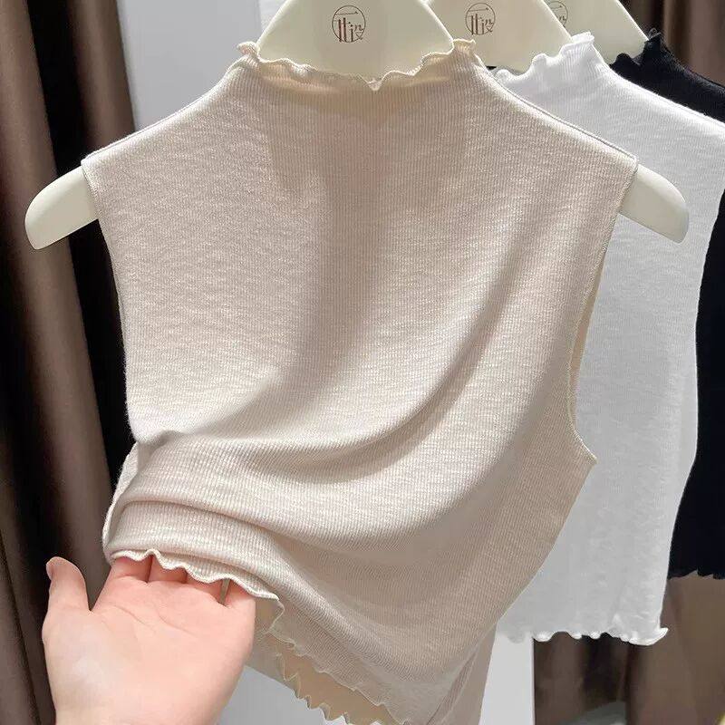 轻薄软糯针织毛衣内搭假领子百搭高档女叠穿背心半高领打底衫秋冬