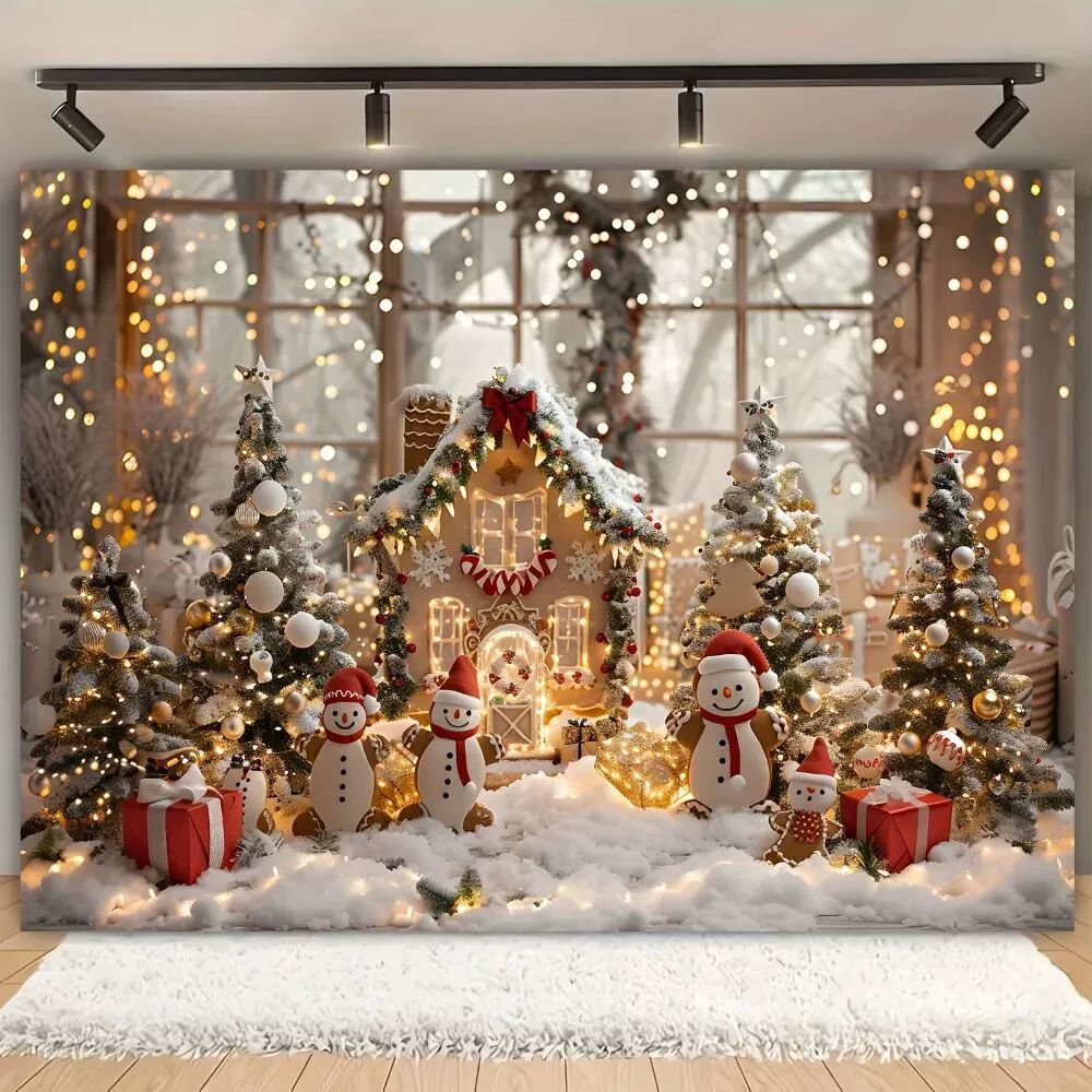 Christmas background with pine trees gifts deer suitable