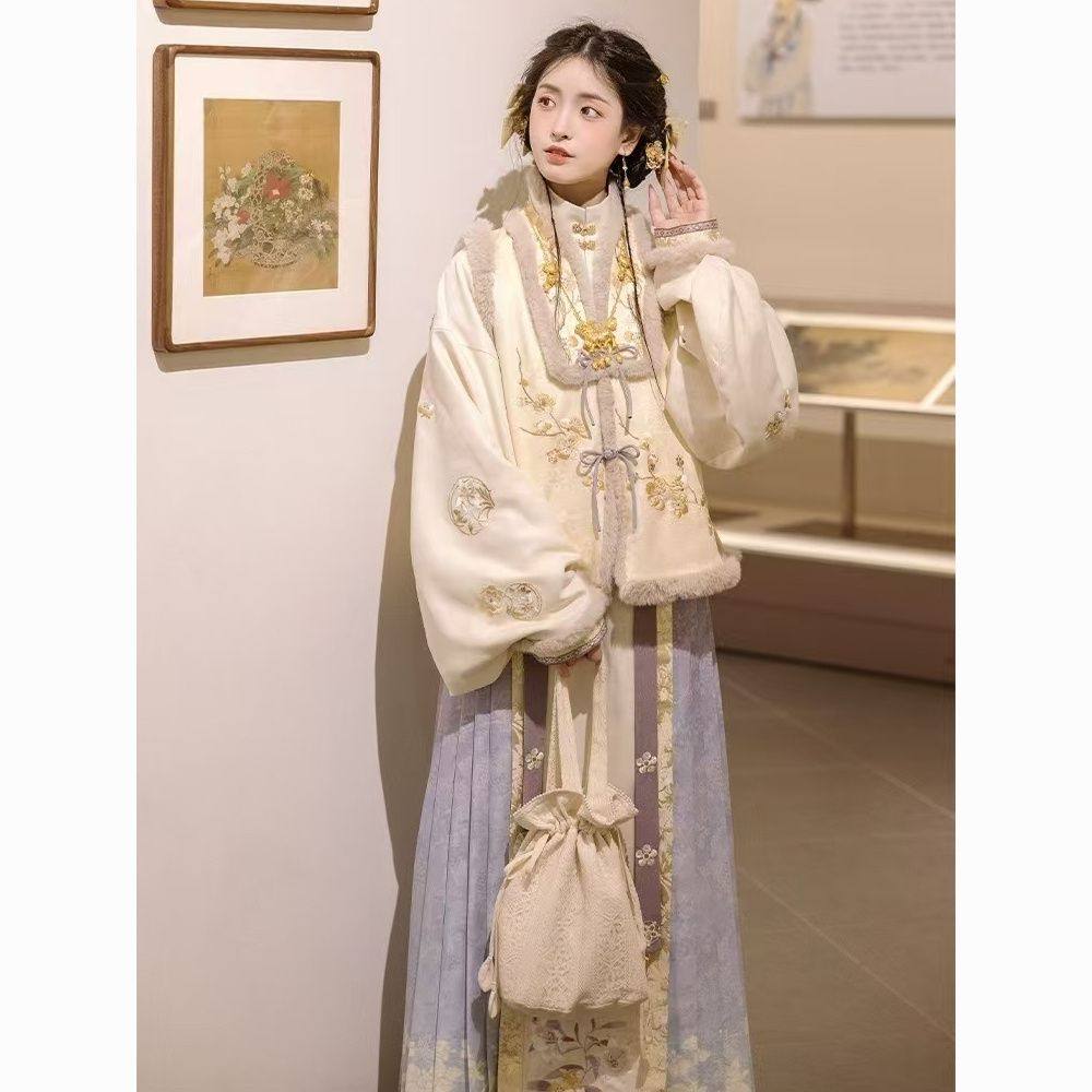 远山乔【莳绘金缮】原创明制汉服女立领短袄比甲刺绣马面裙秋冬,女装/女士精品,汉服套装,淘宝优惠券,粉丝福利购,淘宝优惠卷