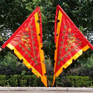 三角刺绣龙旗龙凤旗双面绣庙会祠堂五色令旗帅旗游神庆典装饰旗子