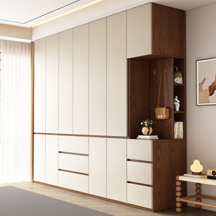 全友家居全实木衣柜卧室家用挂衣柜2025新款爆款分段式免拉手定制
