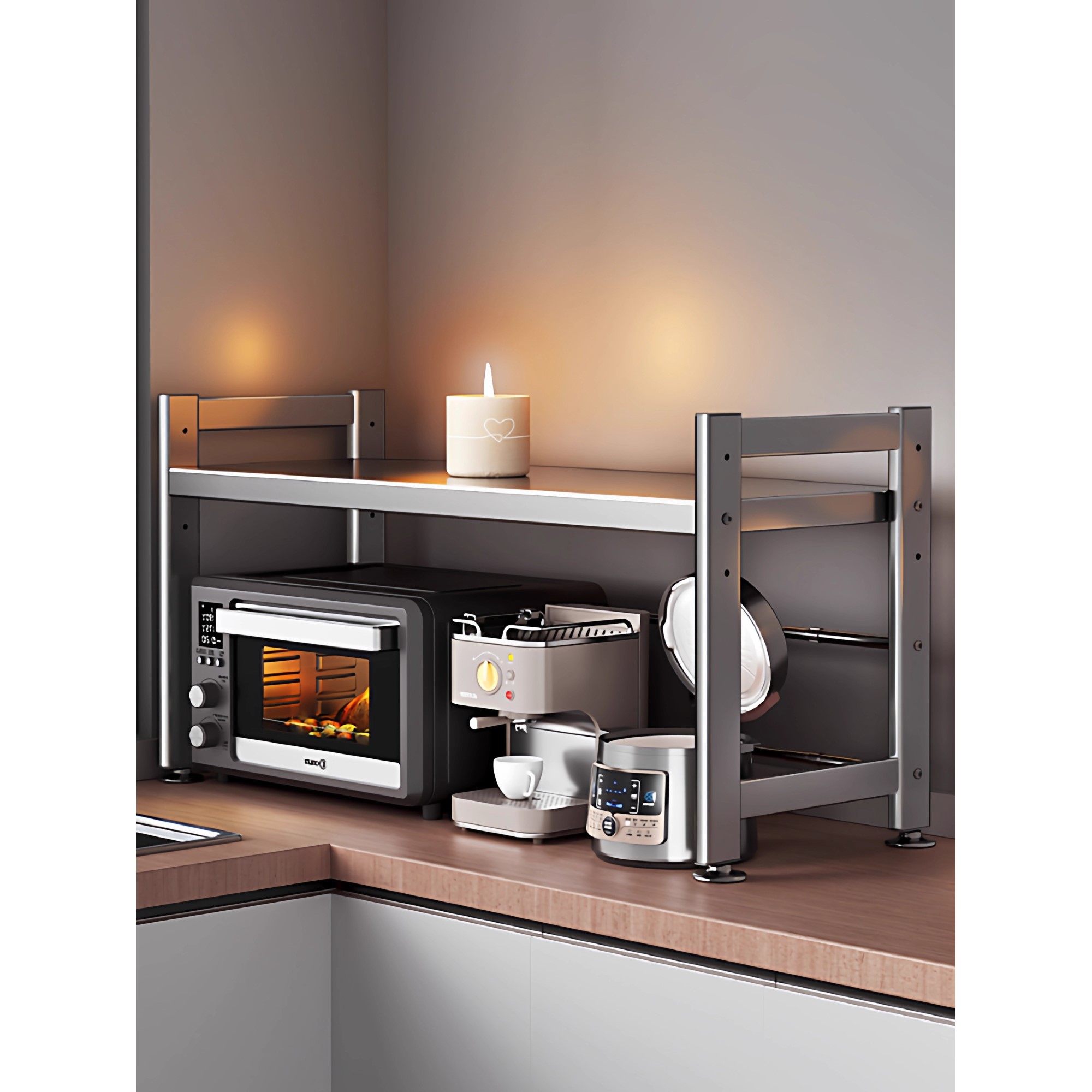 日本品质厨房台面置物架多功能微波炉电饭煲一体收纳电器烤箱支架