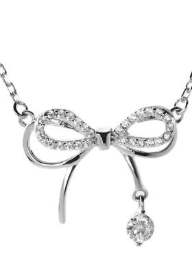 鞠婧祎同款超闪梦幻蝴蝶结造型s网红纯时尚项链轻奢小众百搭锁骨