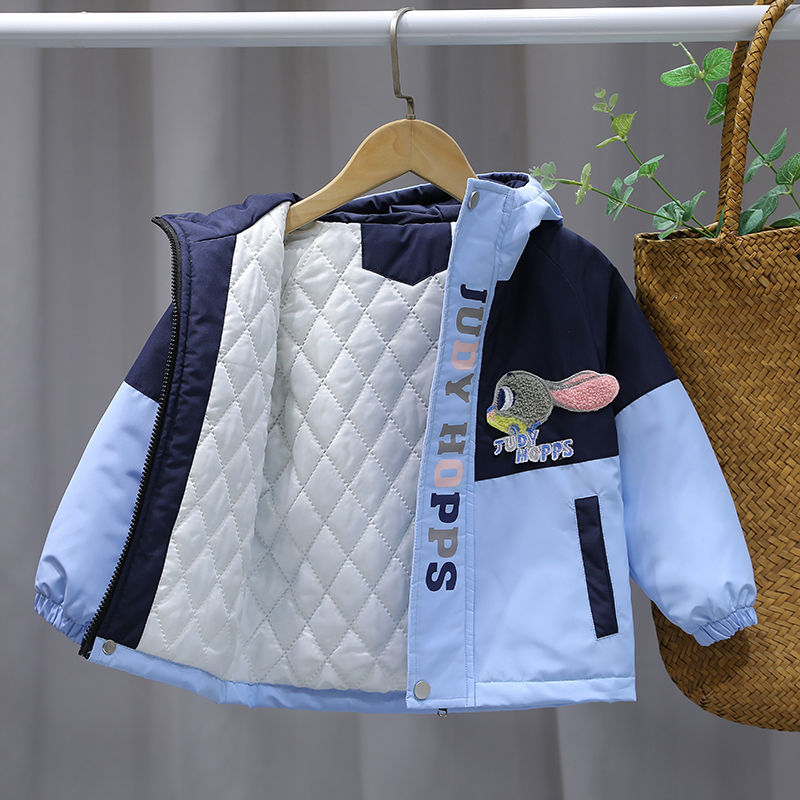 女童秋冬加厚三合一冲锋衣2024中小童朱迪警官洋气户外两件套百搭