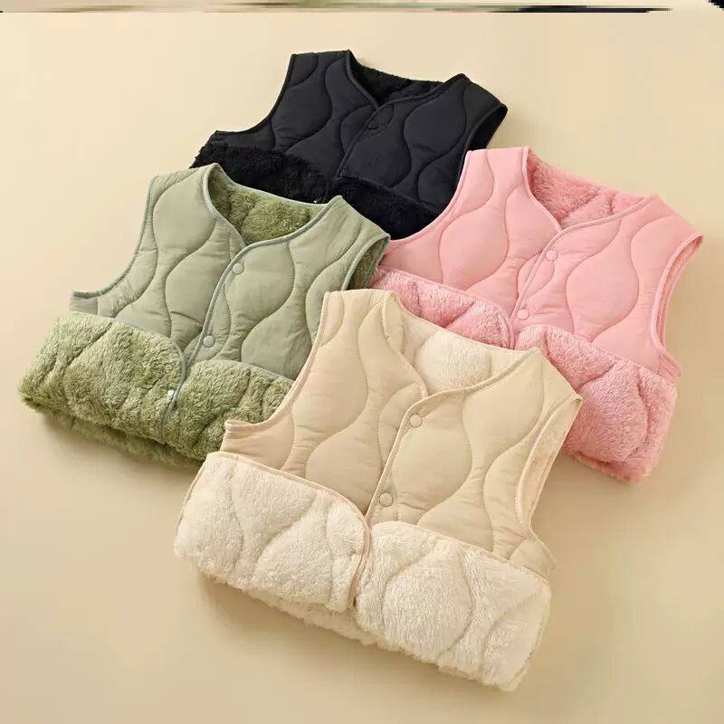 加厚羊羔绒保暖马甲男女童背心2025秋冬新品校服神器马夹可外穿