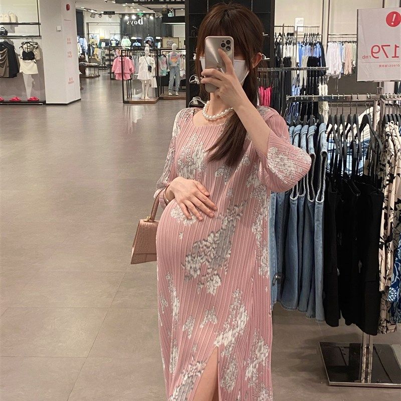 HAIDE妈咪孕妇装夏宽松温柔粉色气质花卉国风中式开叉褶皱连衣裙,孕妇装/孕产妇用品/营养,连衣裙,淘宝优惠券,粉丝福利购,淘宝优惠卷