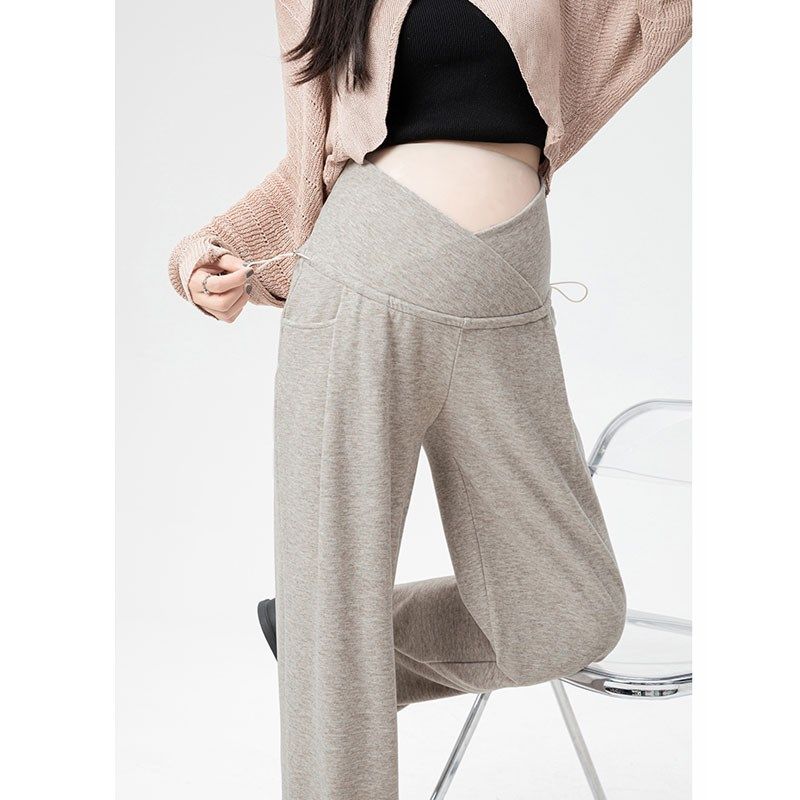 孕妇裤子春秋季外穿休闲黑色糯米裤孕早期交叉腰直筒拖地长裤薄款,孕妇装/孕产妇用品/营养,孕妇休闲裤,淘宝优惠券,粉丝福利购,淘宝优惠卷