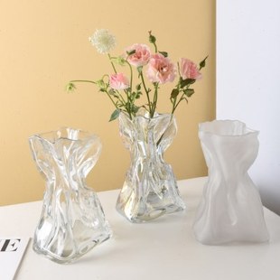 创意水培玻璃鲜花花瓶艺术感插花透明简约客厅餐桌家居装饰摆件