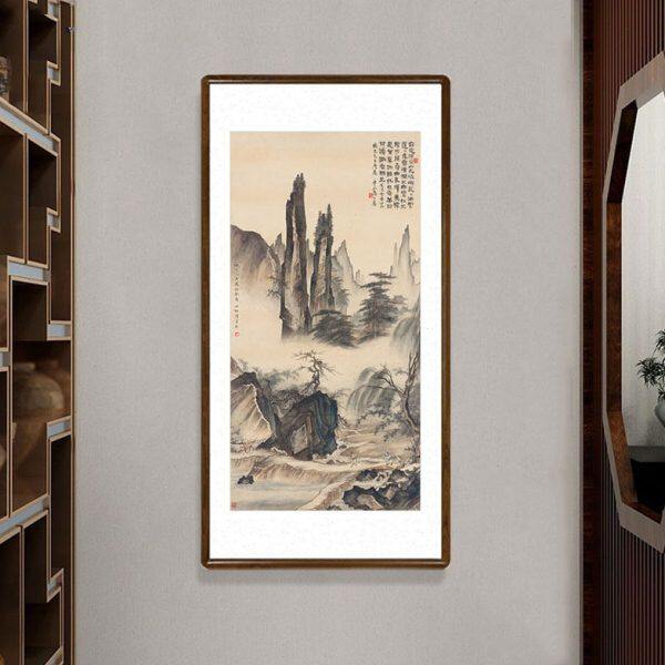国画山水画酒店茶楼字画客厅装饰画走廊过道玄关挂画陈少梅踏歌图