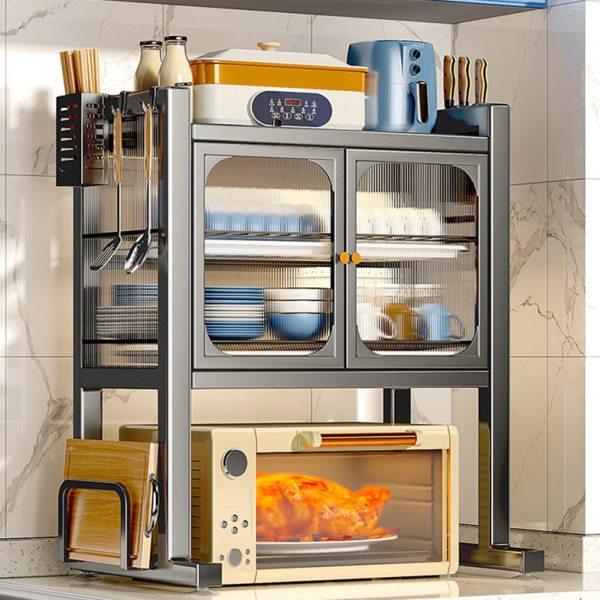 厨房微波炉置物架台面双层防尘烤箱架子多功能家用沥水碗碟收纳柜,厨房/烹饪用具,微波炉置物架,淘宝优惠券,粉丝福利购,淘宝优惠卷