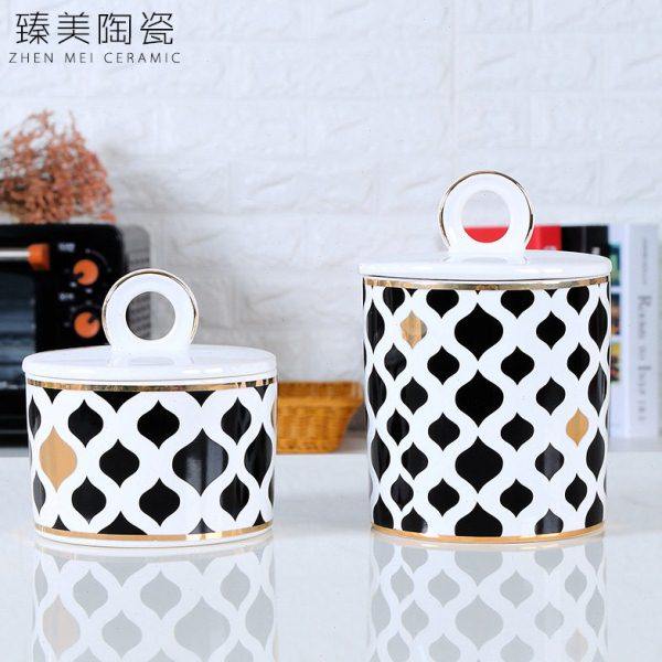创意描金工艺高档器皿储蓄罐北欧简约家居软装样板房陶瓷摆件,节庆用品/礼品,储蓄罐,淘宝优惠券,粉丝福利购,淘宝优惠卷