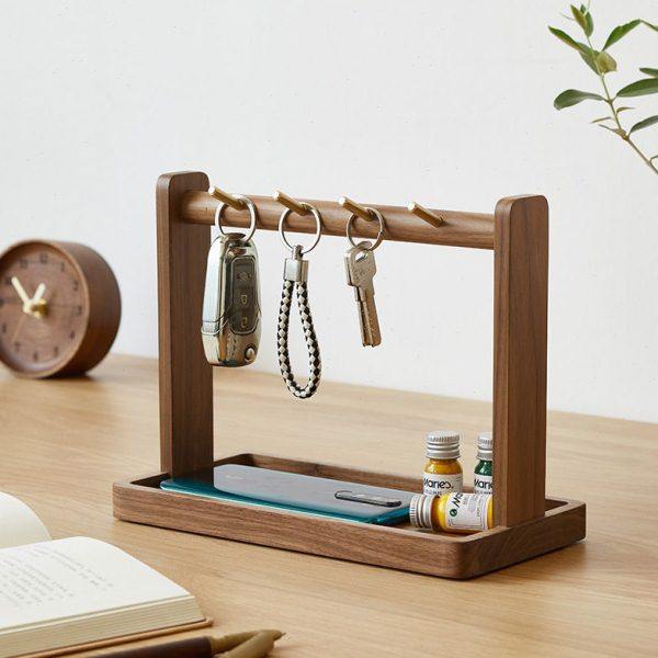 黑胡桃木钥匙置物架实木挂钥匙架入户收纳摆件置物架托盘桌面收纳,收纳整理,暖气片置物架,淘宝优惠券,粉丝福利购,淘宝优惠卷
