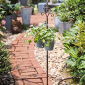 欢迎牌架 花架 落地挂钩 复古铁艺挑架 花园庭院地面装 饰