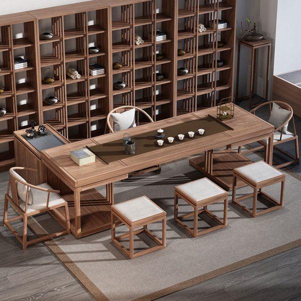 新中式茶桌椅组合书桌一体全实木禅意茶室家具家用1米8功夫小茶台,商业/办公家具,茶台/茶桌,淘宝优惠券,粉丝福利购,淘宝优惠卷