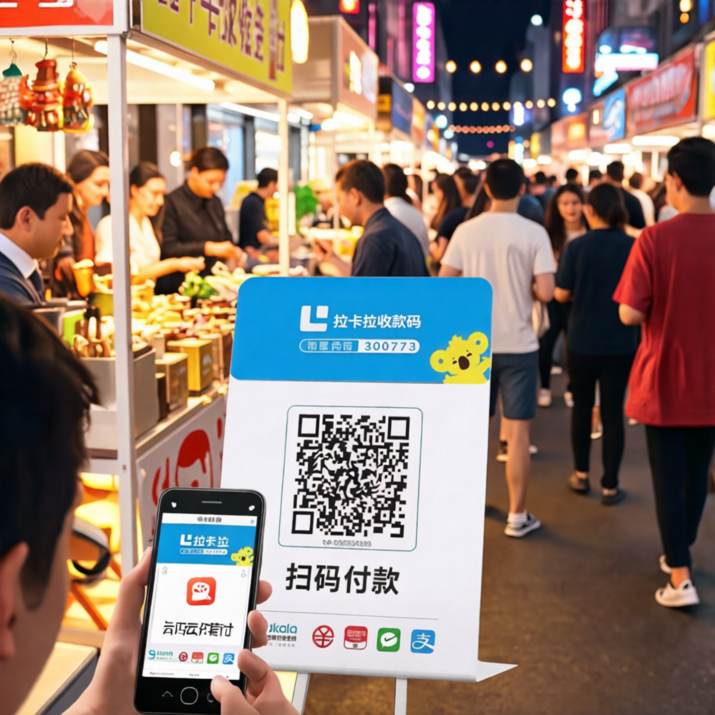 拉卡拉收款码方便商家小微商户支持微信花呗秒到大额低费率摆地摊