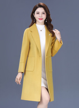 2024新款双面羊绒大衣女中长款秋冬中年妈妈时尚修身西装毛呢外套