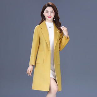 2024新款双面羊绒大衣女中长款秋冬中年妈妈时尚修身西装毛呢外套
