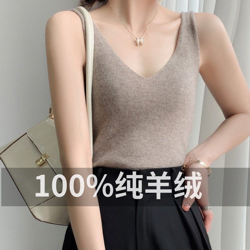 【贴身穿】100%羊绒吊带女 前后V领套头针织背心纯色打底衫,女装/女士精品,背心吊带,淘宝优惠券,粉丝福利购,淘宝优惠卷