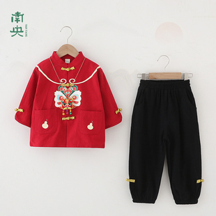 宝宝周岁礼服男童汉服秋装儿童唐装抓周服装春秋男孩长袖国风套装