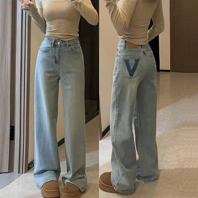 300斤特大码窄版阔腿牛仔裤女2024夏季新款胖mm高腰显瘦直筒裤子