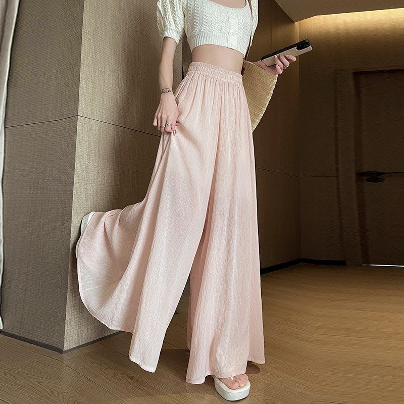 大码阔腿裤女夏季新款胖mm垂感拖地直筒休闲裤松紧腰宽松显瘦裙裤,女装/女士精品,大码裤装,淘宝优惠券,粉丝福利购,淘宝优惠卷