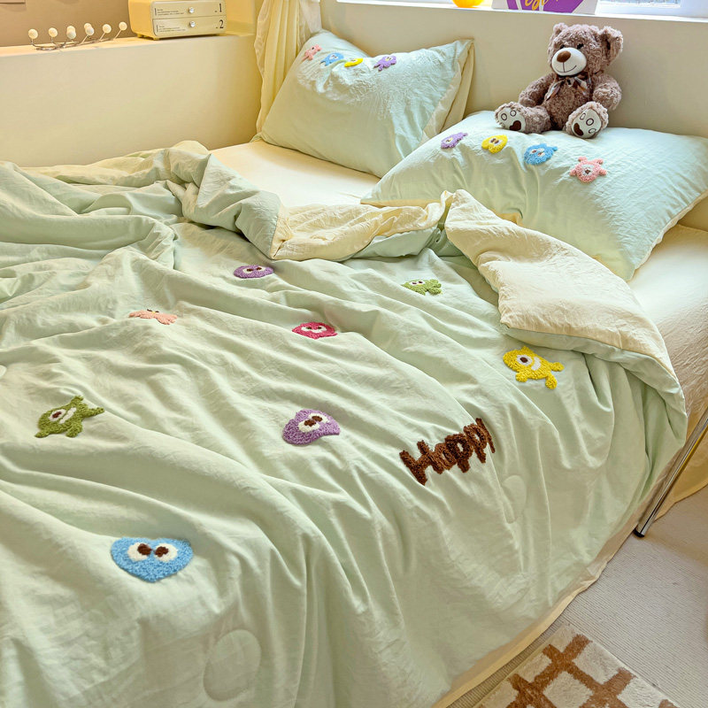 A类母婴级毛巾绣水洗棉夏凉被四件套夏天学生空调被可机洗薄被子,床上用品,化纤被,淘宝优惠券,粉丝福利购,淘宝优惠卷