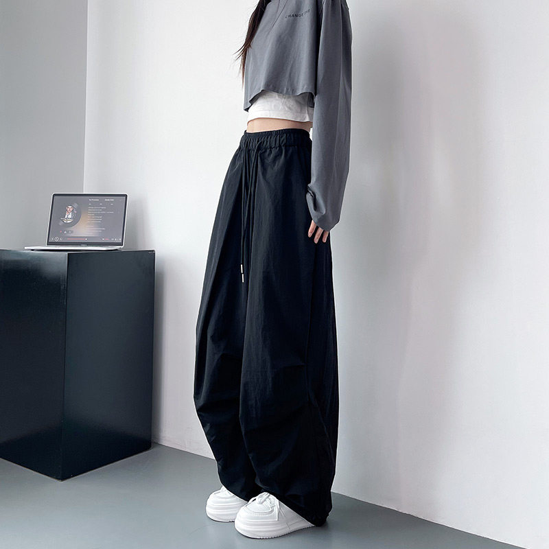宽松显瘦休闲裤女早秋大码胖mm高腰抽绳工装裤梨形身材百搭阔腿裤,女装/女士精品,大码裤装,淘宝优惠券,粉丝福利购,淘宝优惠卷