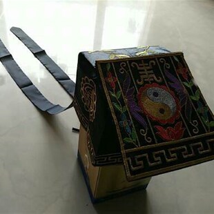 八卦帽道士帽头巾道帽道巾道士冠 绣品八卦衣道士法衣黑色道帽