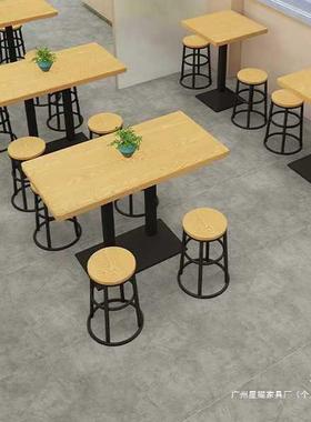 商用简约实木沙县小吃店快餐汉堡奶茶店面馆餐厅桌椅组合经济型