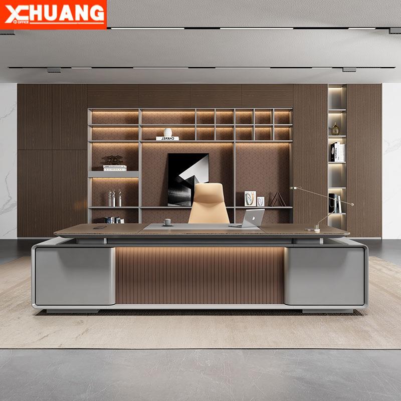 高级轻奢总裁大班台老板办公桌经理主管烤漆办公室家具现代简约