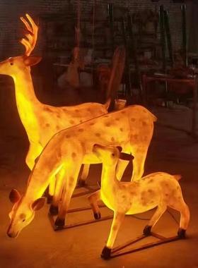 户外仿真发光动物梅花鹿景观灯摆件造型灯公园led庭院灯草坪装饰