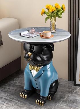 斗牛犬沙发边角几摆件狗托盘桌子小茶几卡通动物造型家具大师设计