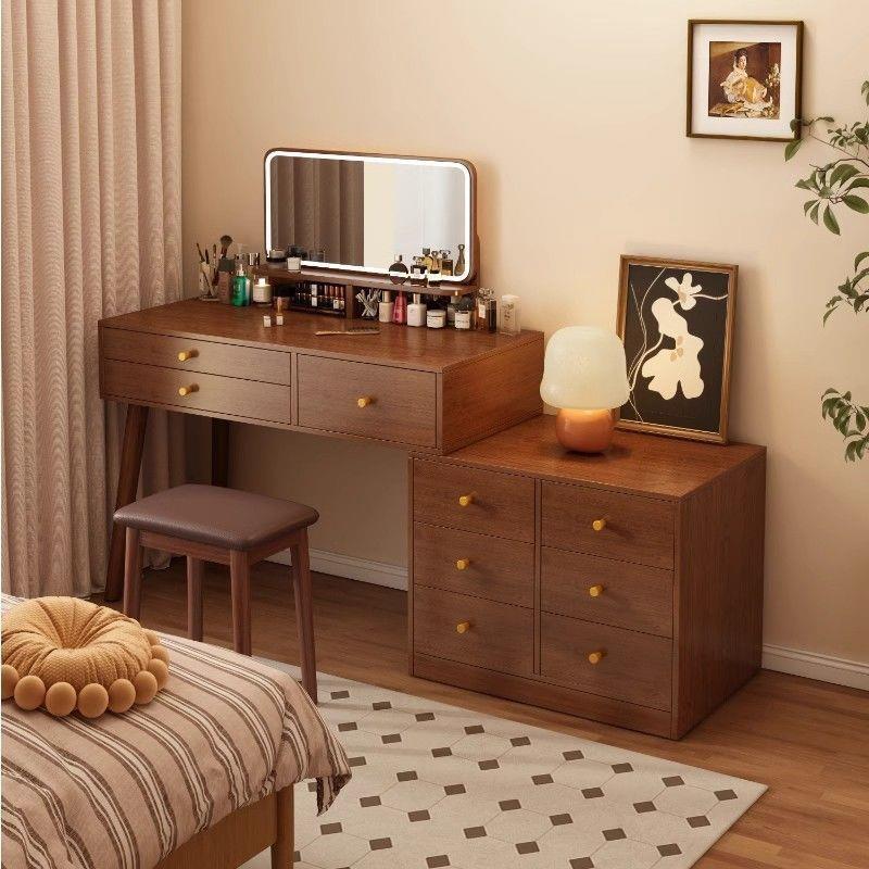 梳妆台卧室简约现代斗柜化妆柜一体2024新款新中式高级感化妆桌镜
