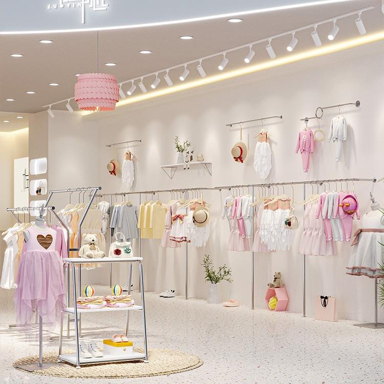 童装店不锈钢展示架上墙组合创意陈列架轻奢货架服装店挂衣架
