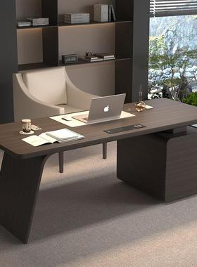 意式轻奢书房书桌家用客厅实木台式电脑桌写字台老板高端办公桌子