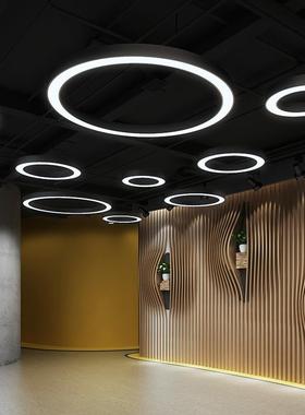 新款圆形圆环吊灯店铺大堂工业风灯健身房圆圈工程造型灯环形灯具